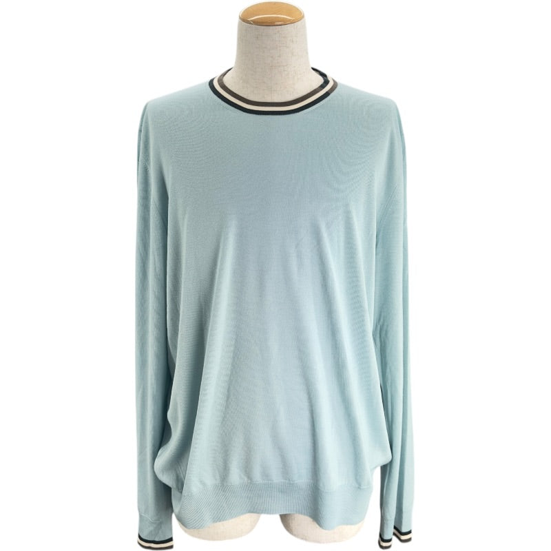HERMES ターコイズ カシミヤニットセーター M エルメス HERMES カシミヤ混クルーネックニットセーター ブルー
