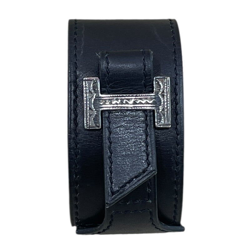 HERMES レザーバングル　アルテミス エルメス HERMES アルテミス バングル ブラック シルバー金具 レザー