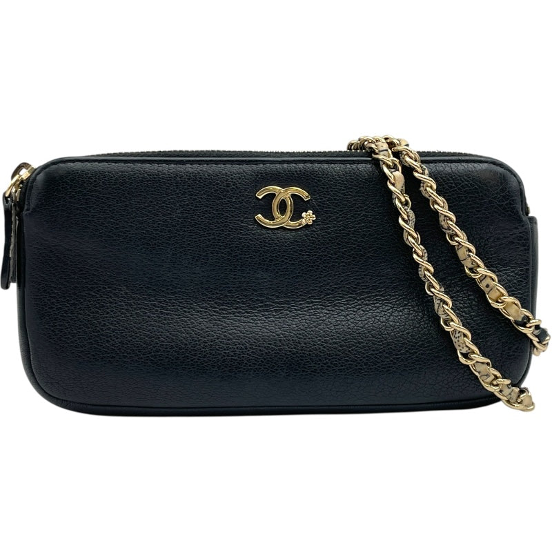シャネル CHANEL ココマークチェーンウォレット 26番台 ブラック GD