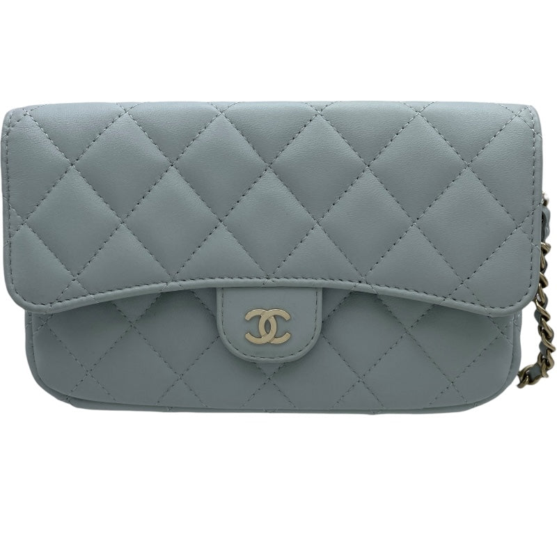 シャネル CHANEL マトラッセ フォンショルダー ライトグレー GD金具 ラムスキン レディース ショルダーバッグ シャネル CHANEL マトラッセ フォンショルダー ライトグレー GD金具