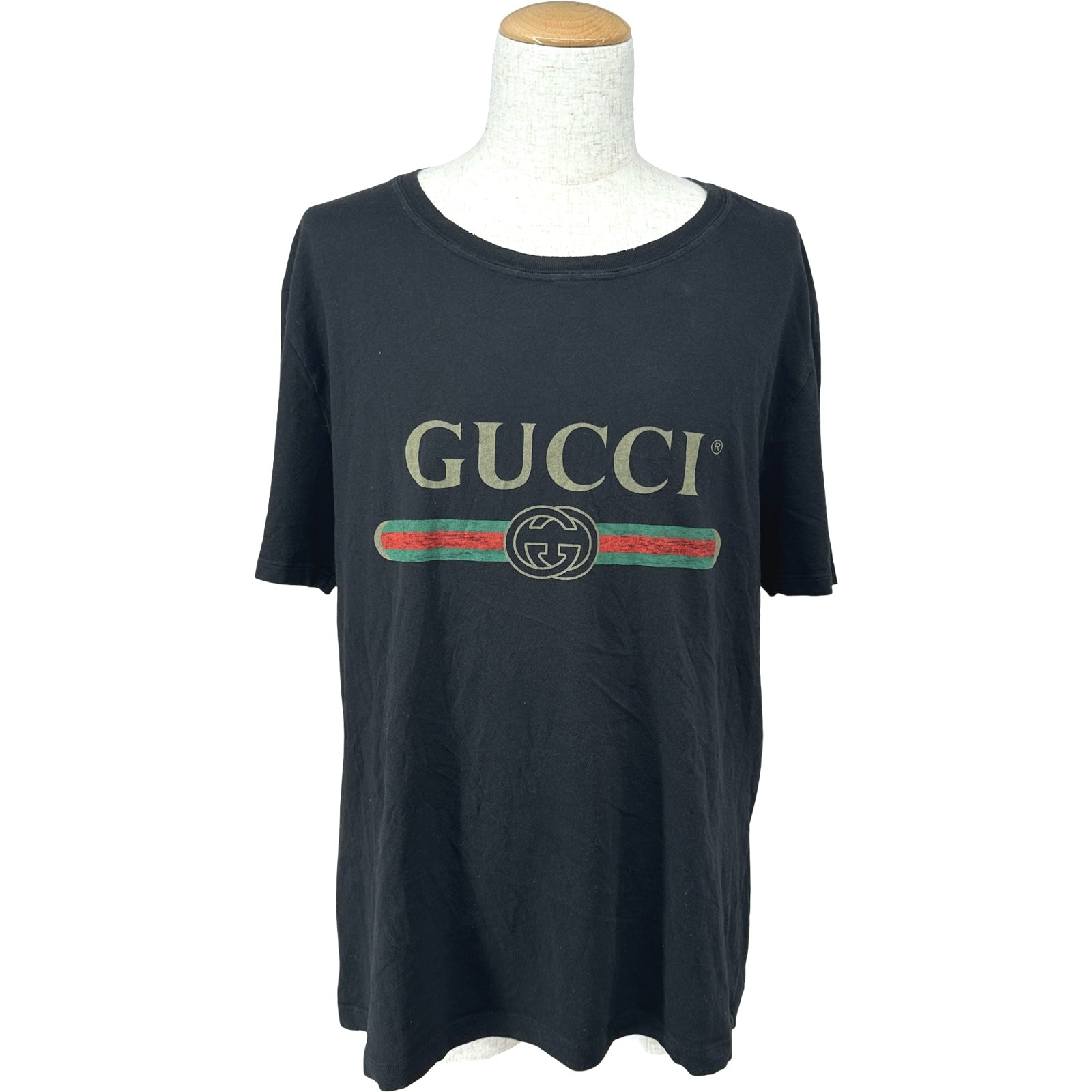 グッチ GUCCI ロゴプリント半袖Tシャツ 440103 ブラック コットン 
