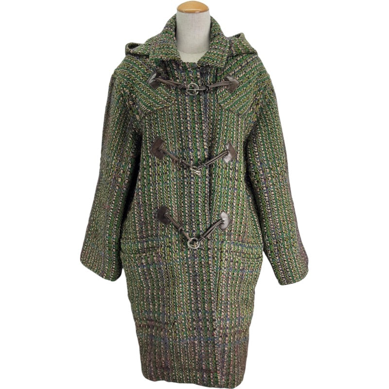 エルメス HERMES シェーヌダンクル金具ツイードダッフルコート