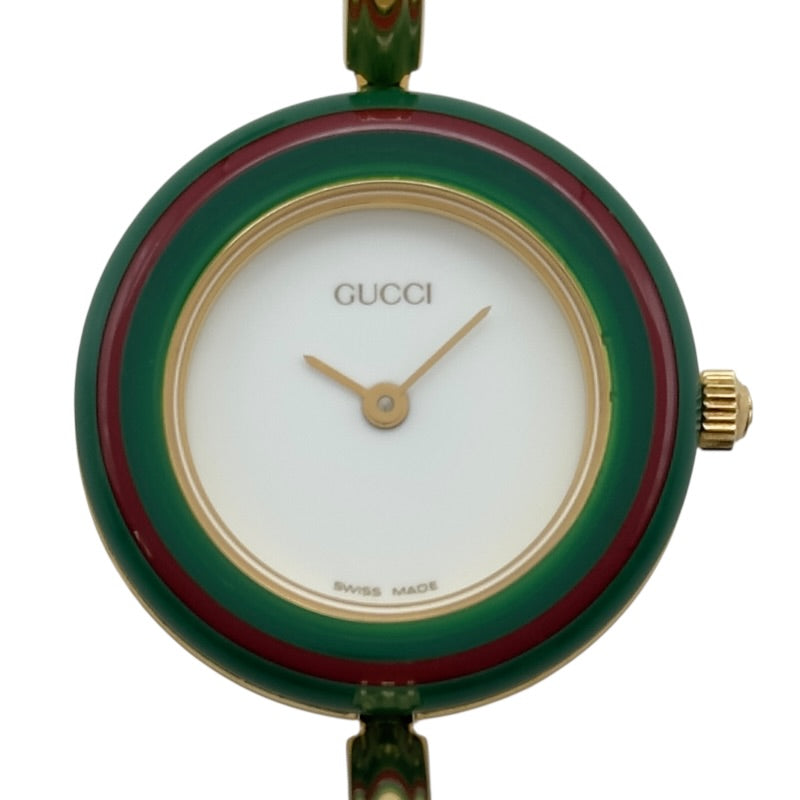 グッチ GUCCI チェンジベゼル 11/12.2 ホワイト メッキ レディース