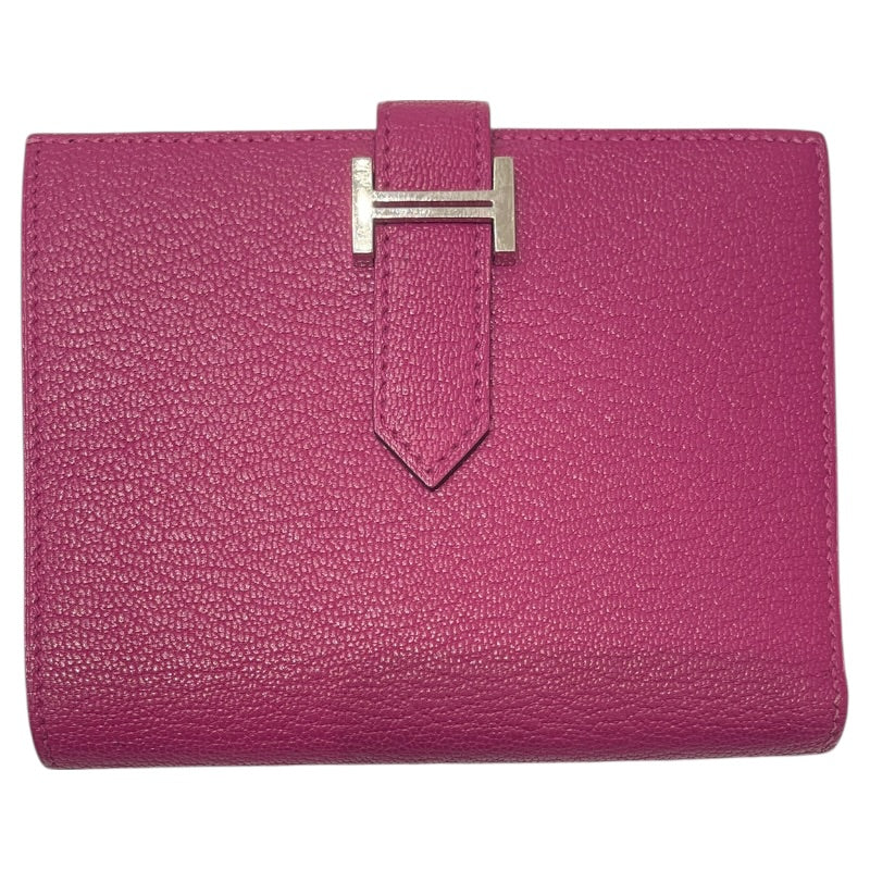 エルメス HERMES ベアンコンパクト C刻印 ローズパープル×シルバー金具