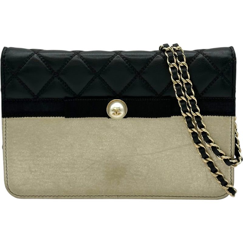 シャネル CHANEL マトラッセ チェーンウォレット 22番台 ブラック/ゴールド ゴールド金具 ラム レディース 長財布 シャネル CHANEL マトラッセ チェーンウォレット 22番台 ブラック