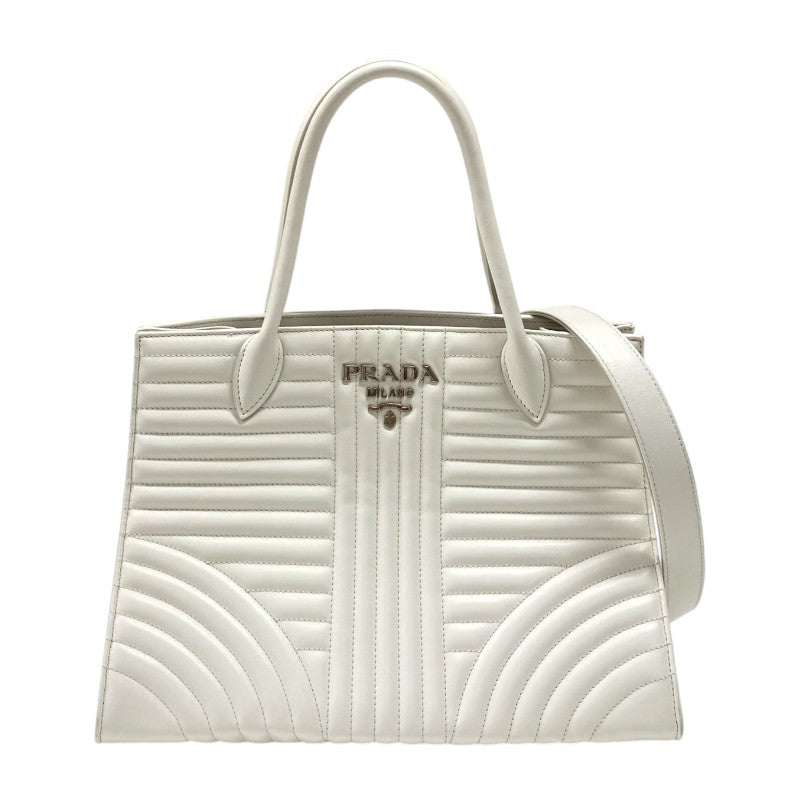 プラダ PRADA ダイアグラム ハンドバッグ 1BA165 ホワイト カーフ 