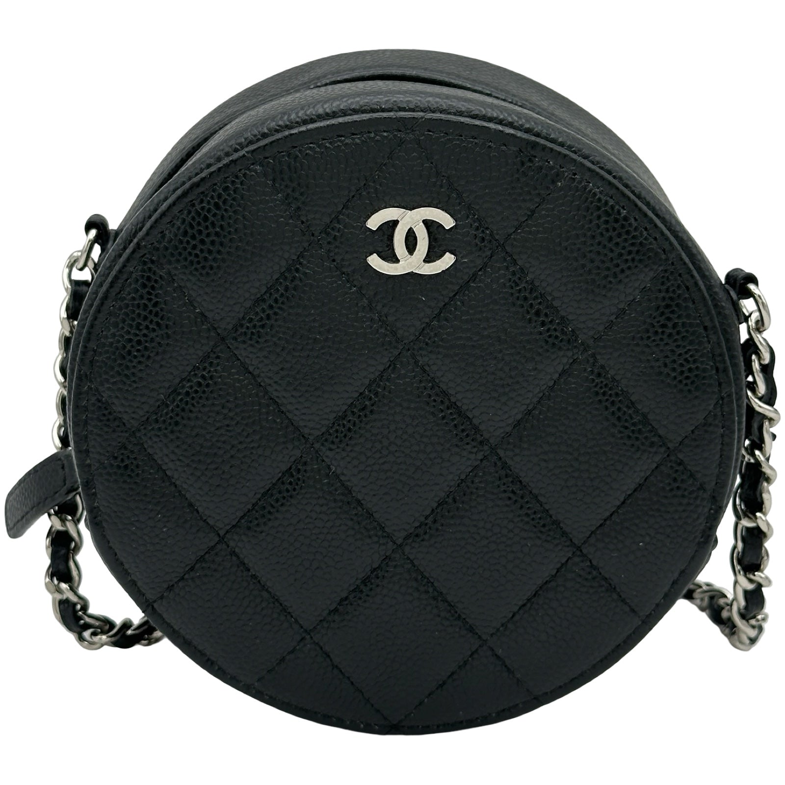 シャネル CHANEL ラウンド チェーンバッグ A70657 30番台 ブラック シルバー金具 キャビアスキン レディース ショルダーバッグ シャネル CHANEL ラウンド チェーンバッグ A70657 30番台 ブラック