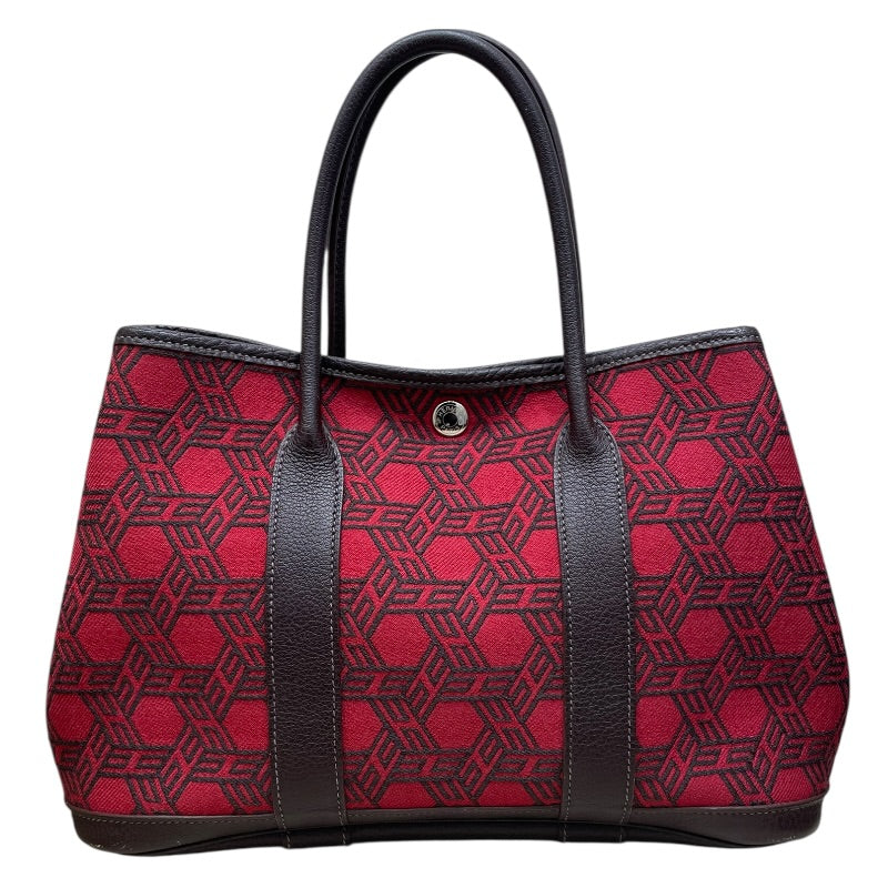エルメス HERMES ガーデンパーティTPM T刻印 レッド マロン トワルソー 
