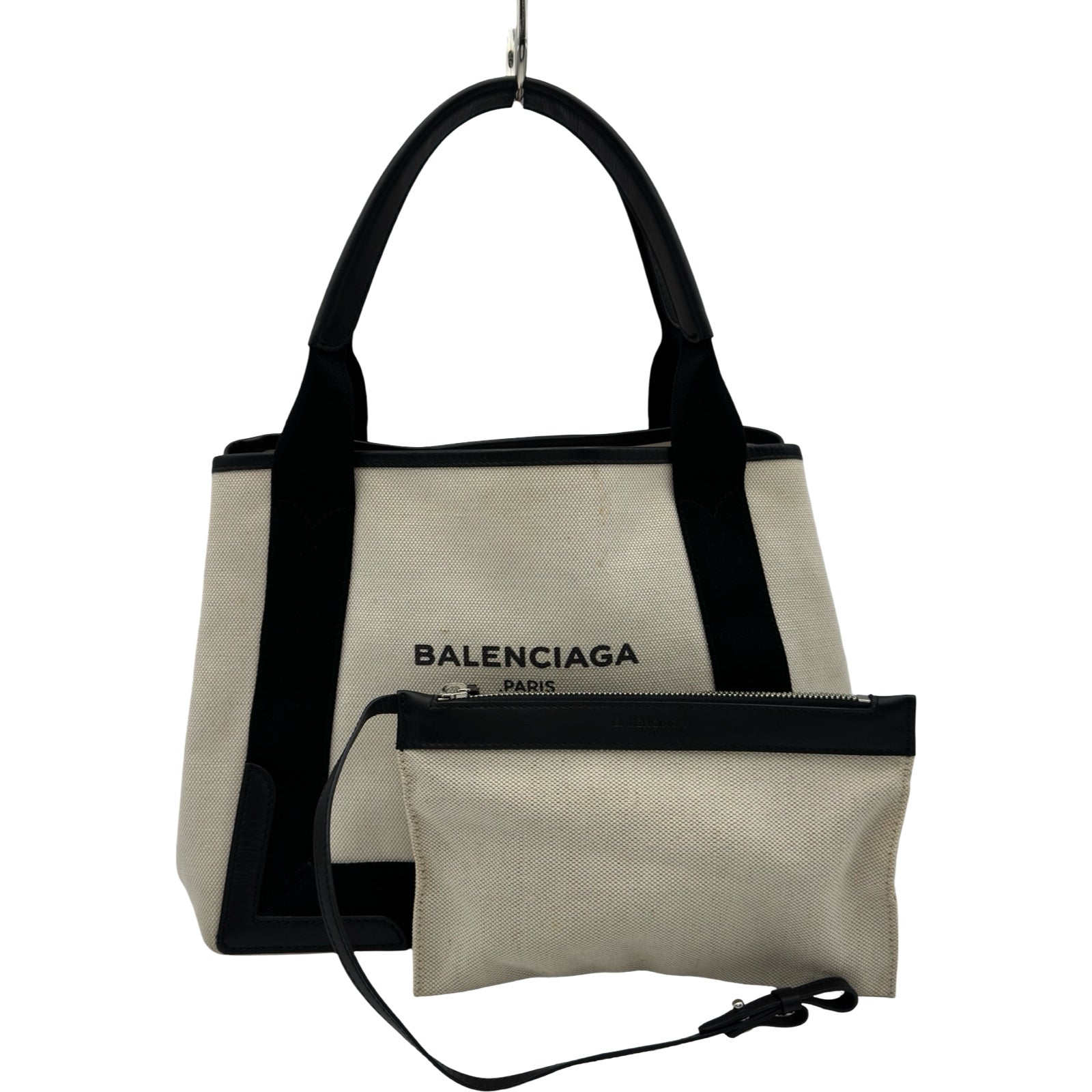 バレンシアガ BALENCIAGA ネイビーカバスS 339933 アイボリー/ブラック 