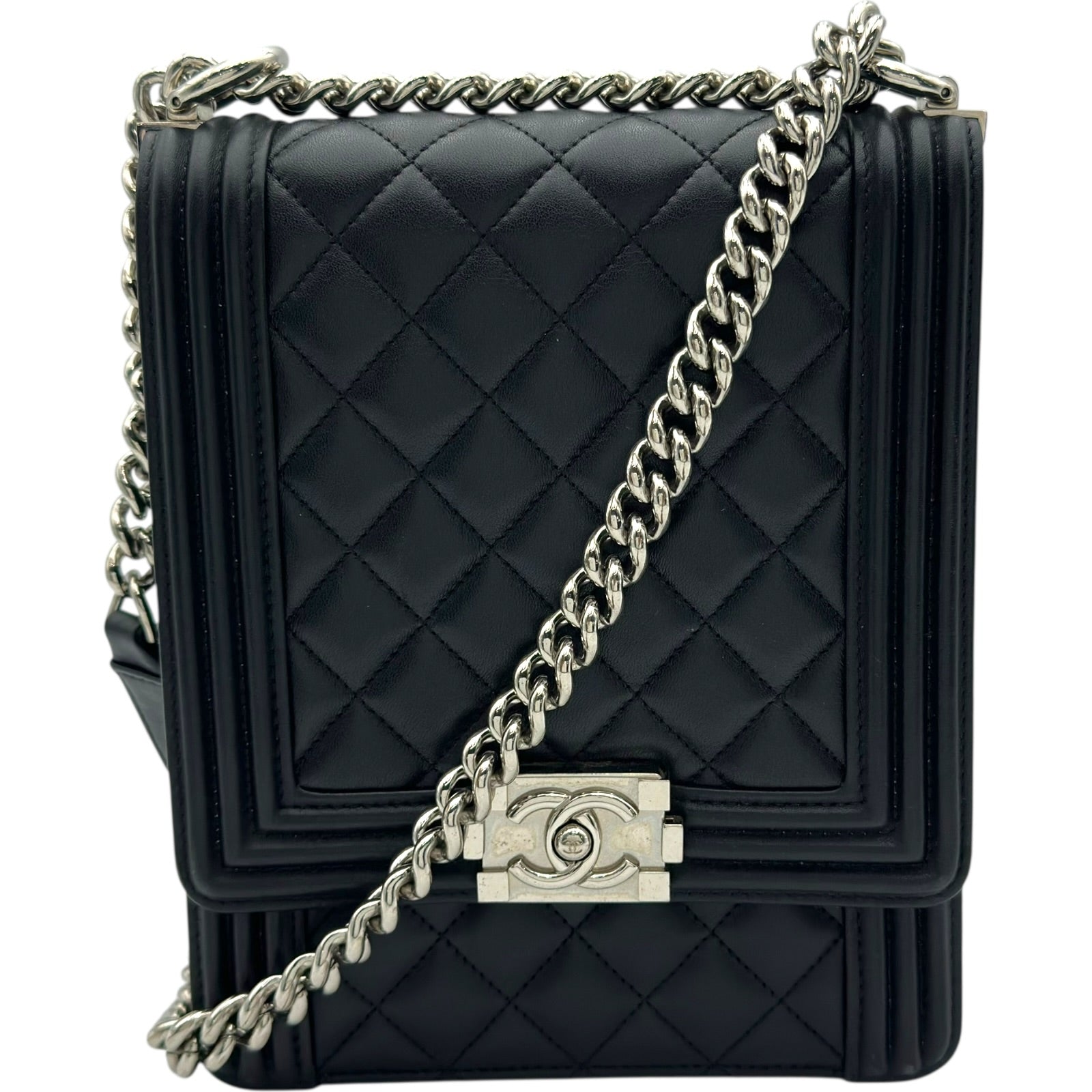 美品 CHANEL シャネル ボーイシャネル シルバー金具 67086 ブラック 