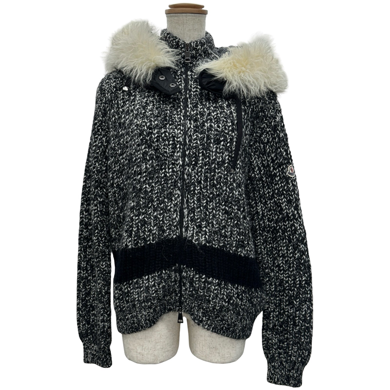 モンクレール MONCLER ファー付きジップアップニットカーディガン