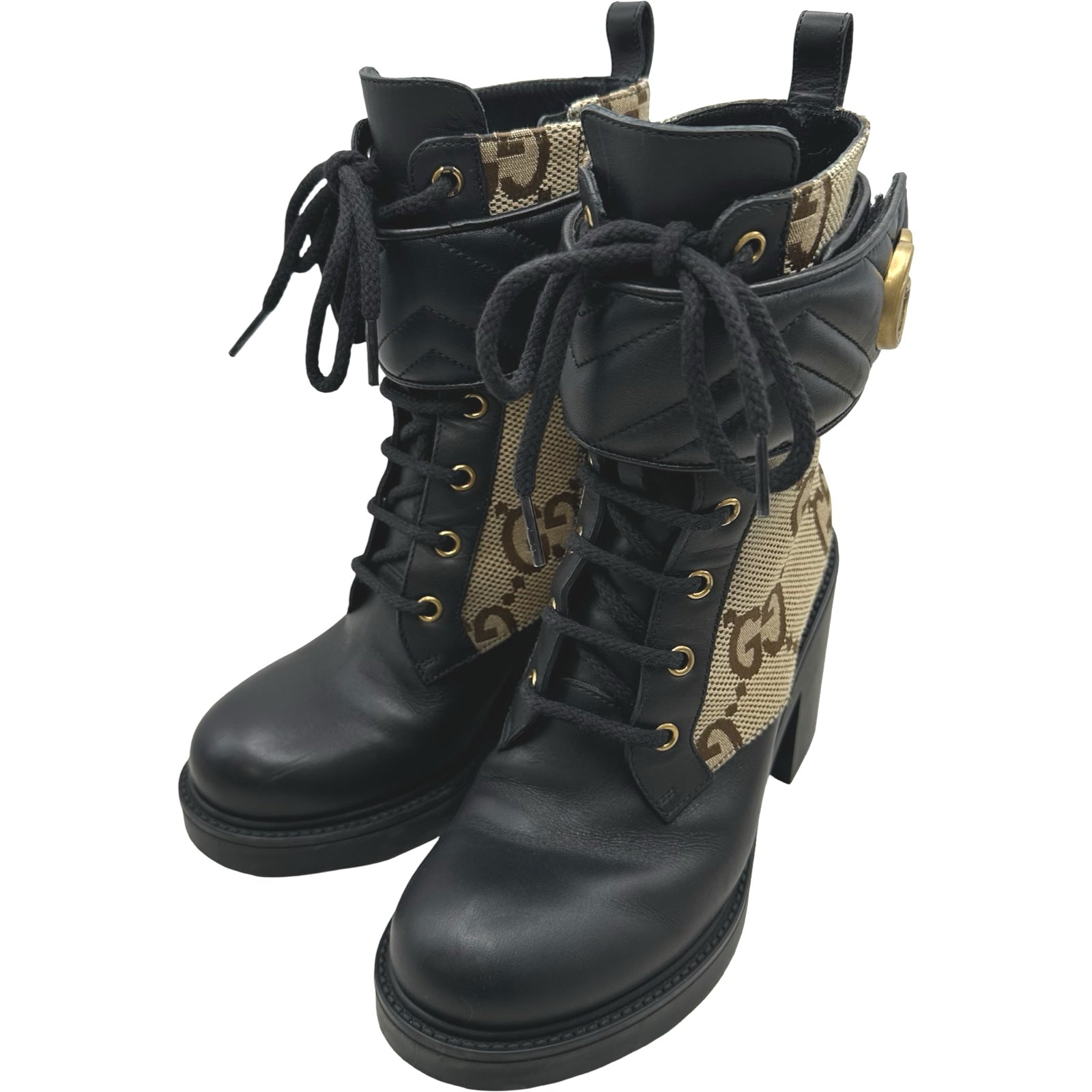 グッチ GUCCI GGマーモントキャンバスショートブーツ 719849 ブラック 