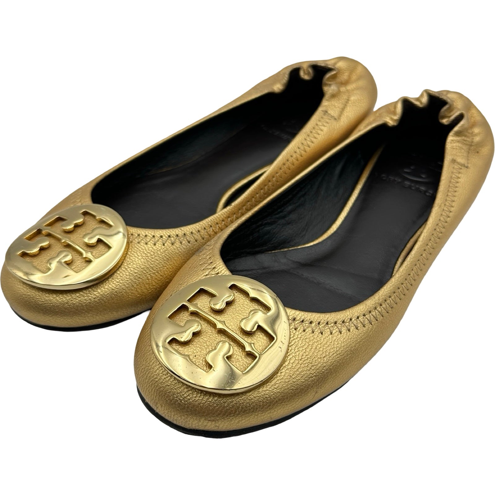 トリーバーチ TORY BURCH ゴールドロゴフラットシューズ ゴールド 