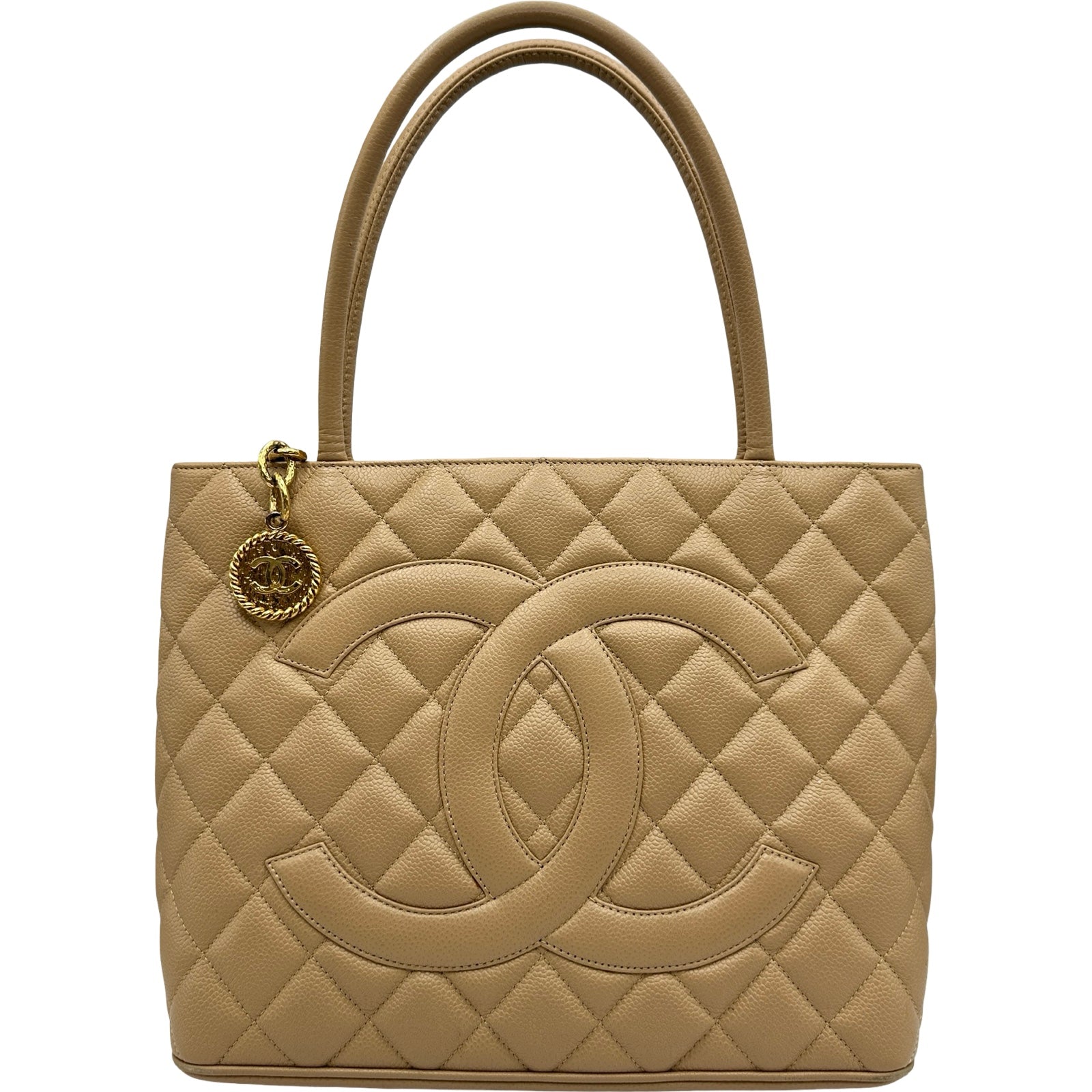 値下げ相談可！シャネル　ベージュ トートバッグ ロゴ入り シャネル CHANEL 復刻トート A01804 8番台 ベージュ ゴールド金具
