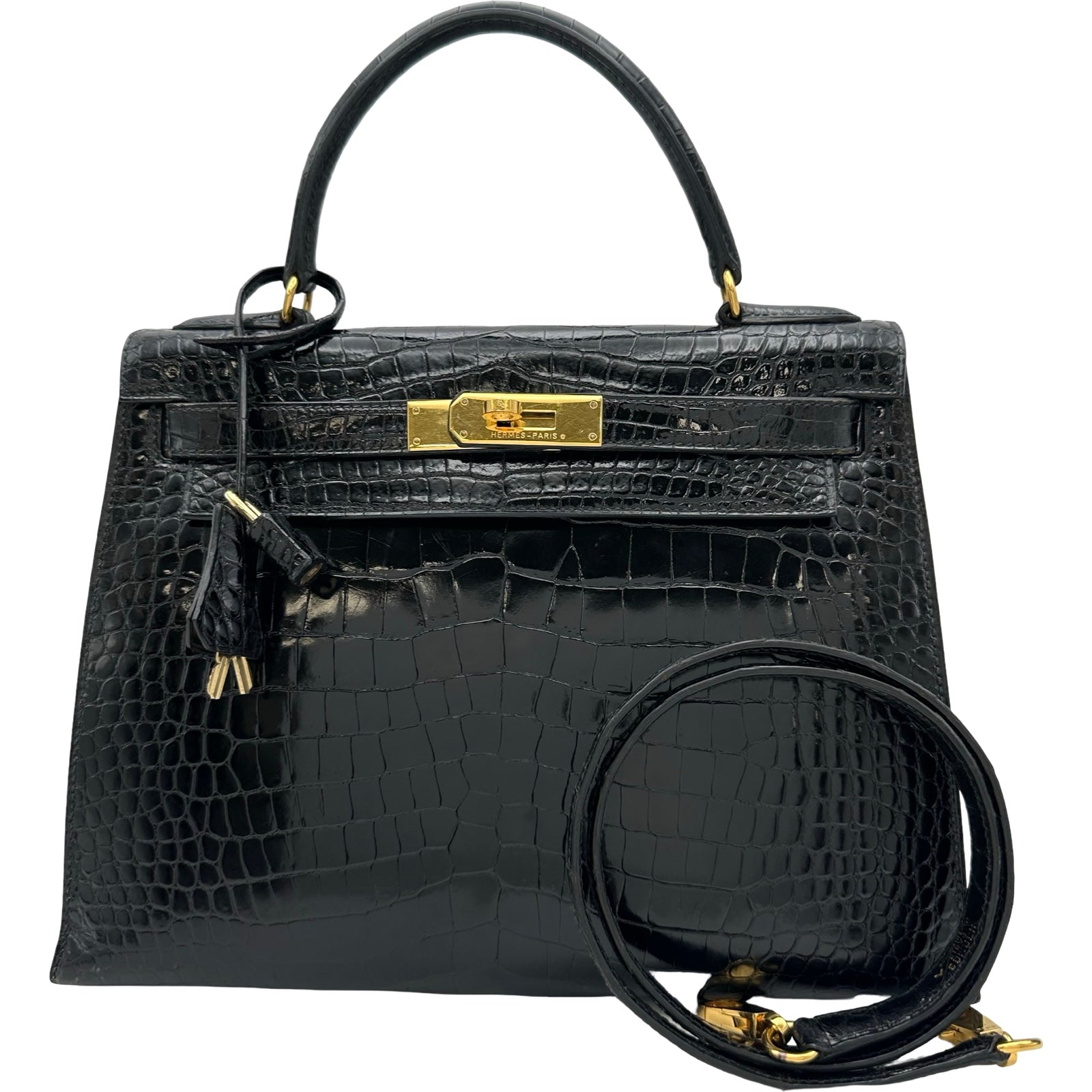 エルメス HERMES ケリー28 外縫い ○V刻印 ブラック ゴールド金具