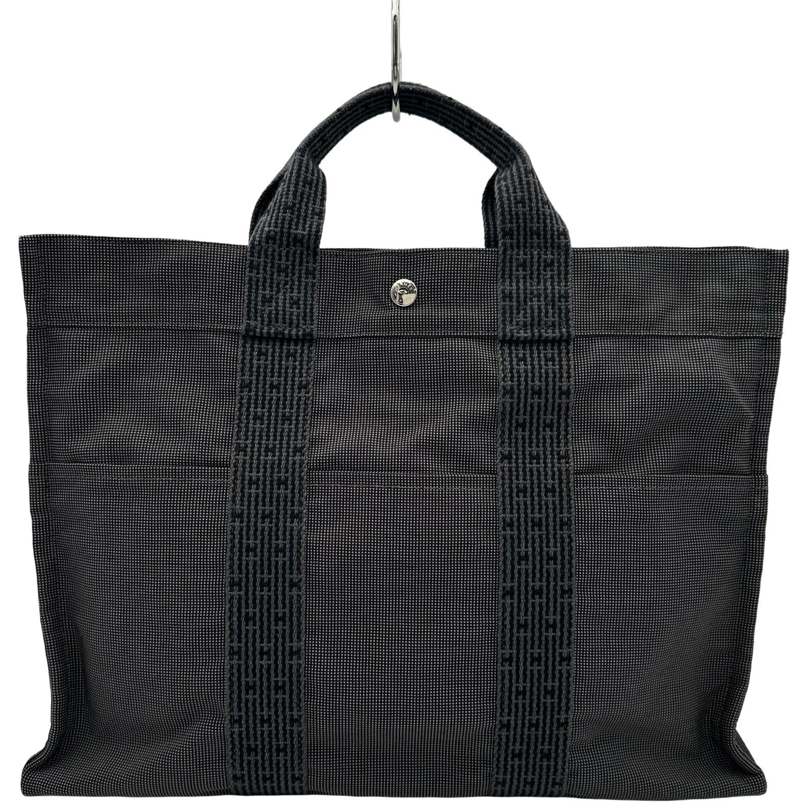 エルメス HERMES エールライントートMM グレー シルバー金具 トワル 
