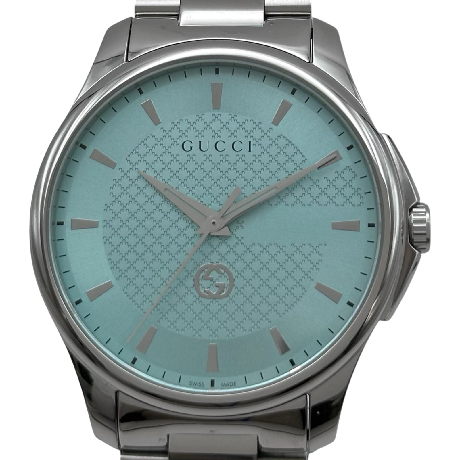 GUCCI グッチ Gタイムレス 126.3 シェリーライン メンズ 現動作品 グッチ GUCCI Gタイムレス 126.3 ミントブルー ステンレススチール