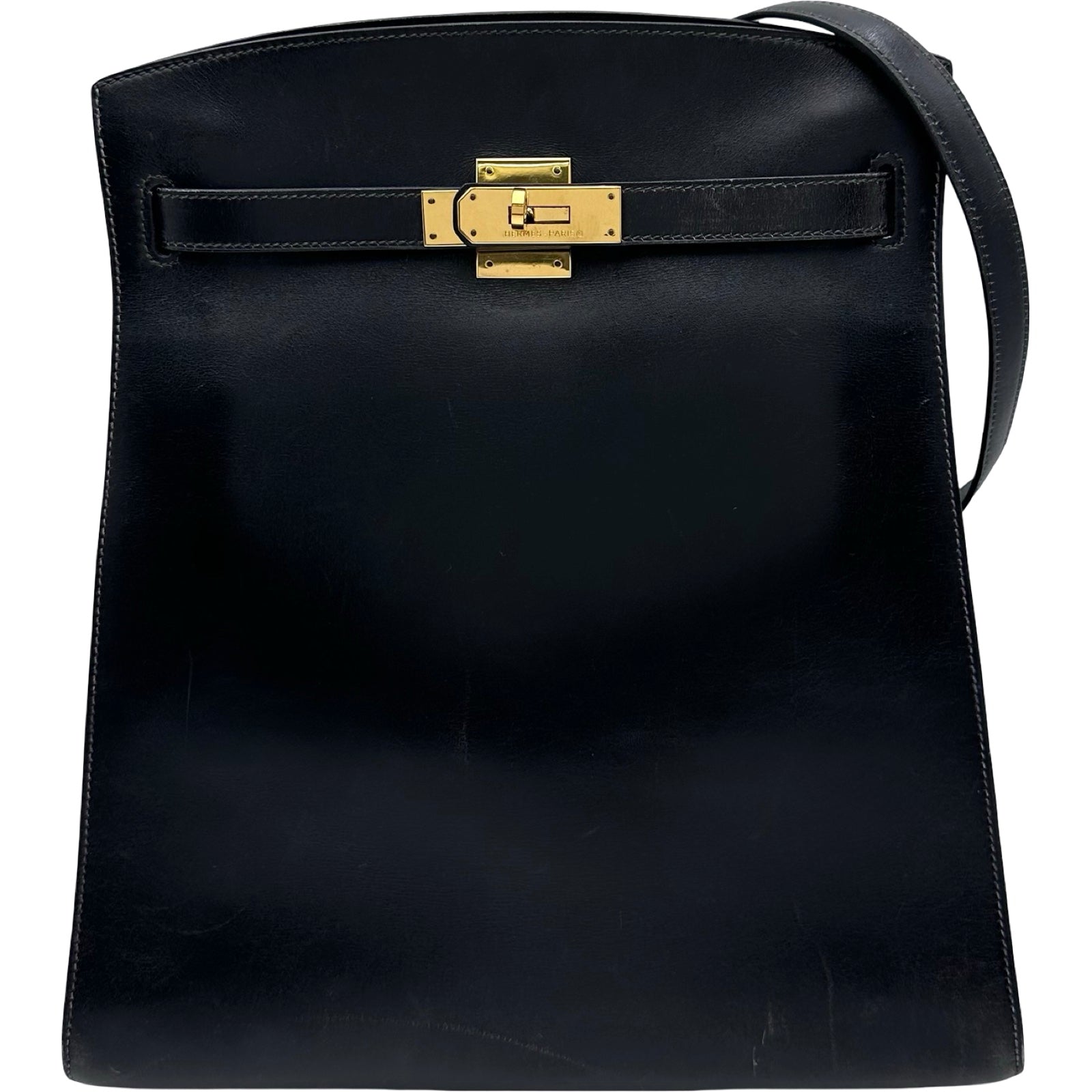 エルメス HERMES ケリースポーツGM ○W刻 ブラック ゴールド金具 ボックスカーフ レディース ショルダーバッグ エルメス HERMES ケリースポーツGM ○W刻 ブラック ゴールド金具