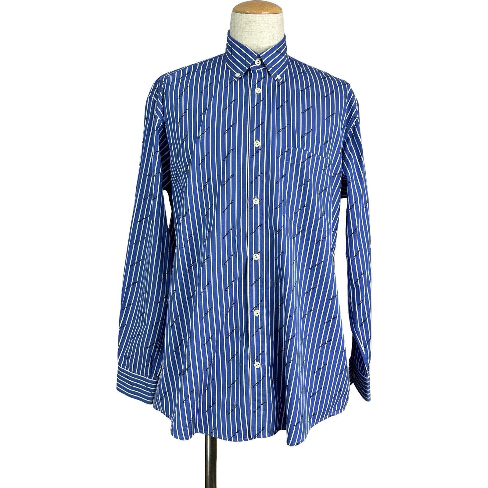 【希少☆】BALENCIAGA ストライプ長袖シャツ 中古・古着通販】BALENCIAGA (バレンシアガ) 18SSビニールコーティング トップス