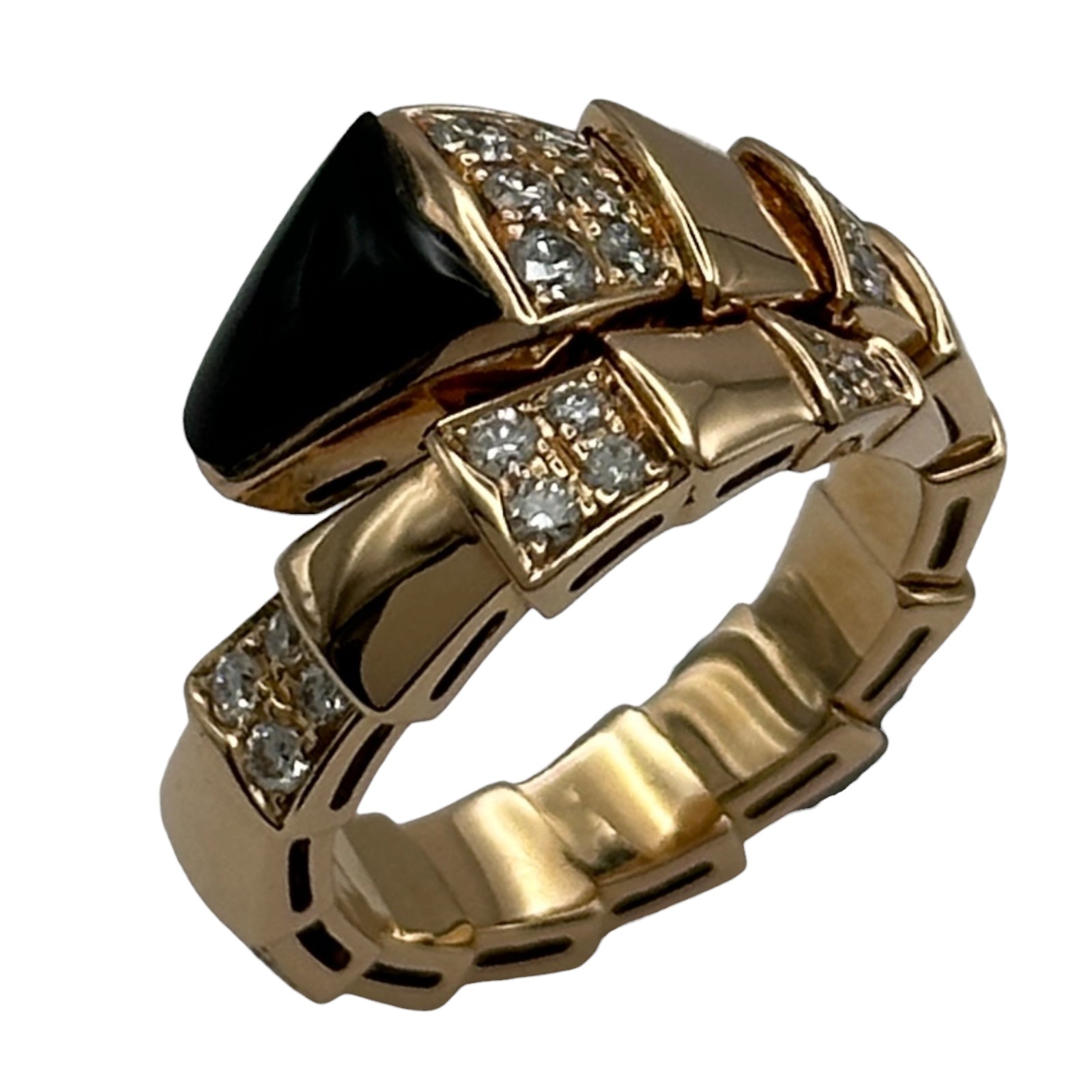 ブルガリ BVLGARI セルペンティリング ピンクゴールド 750 オニキス