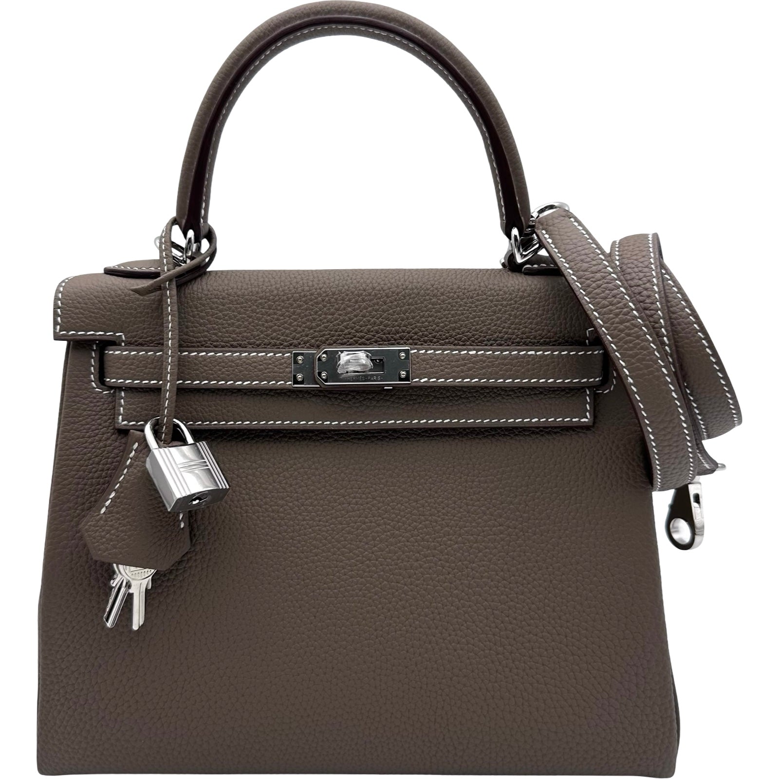 HERMES　エルメス　ケリーベルト　エトゥープ　シルバー金具　K刻印　新品 エルメス HERMES ケリー25 内縫い K刻印 エトゥープ シルバー金具 トゴ