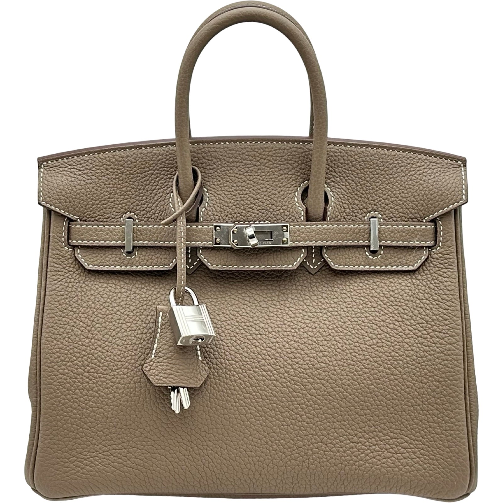 エルメス HERMES バーキン25 W刻 エトゥープ シルバー金具 トゴ