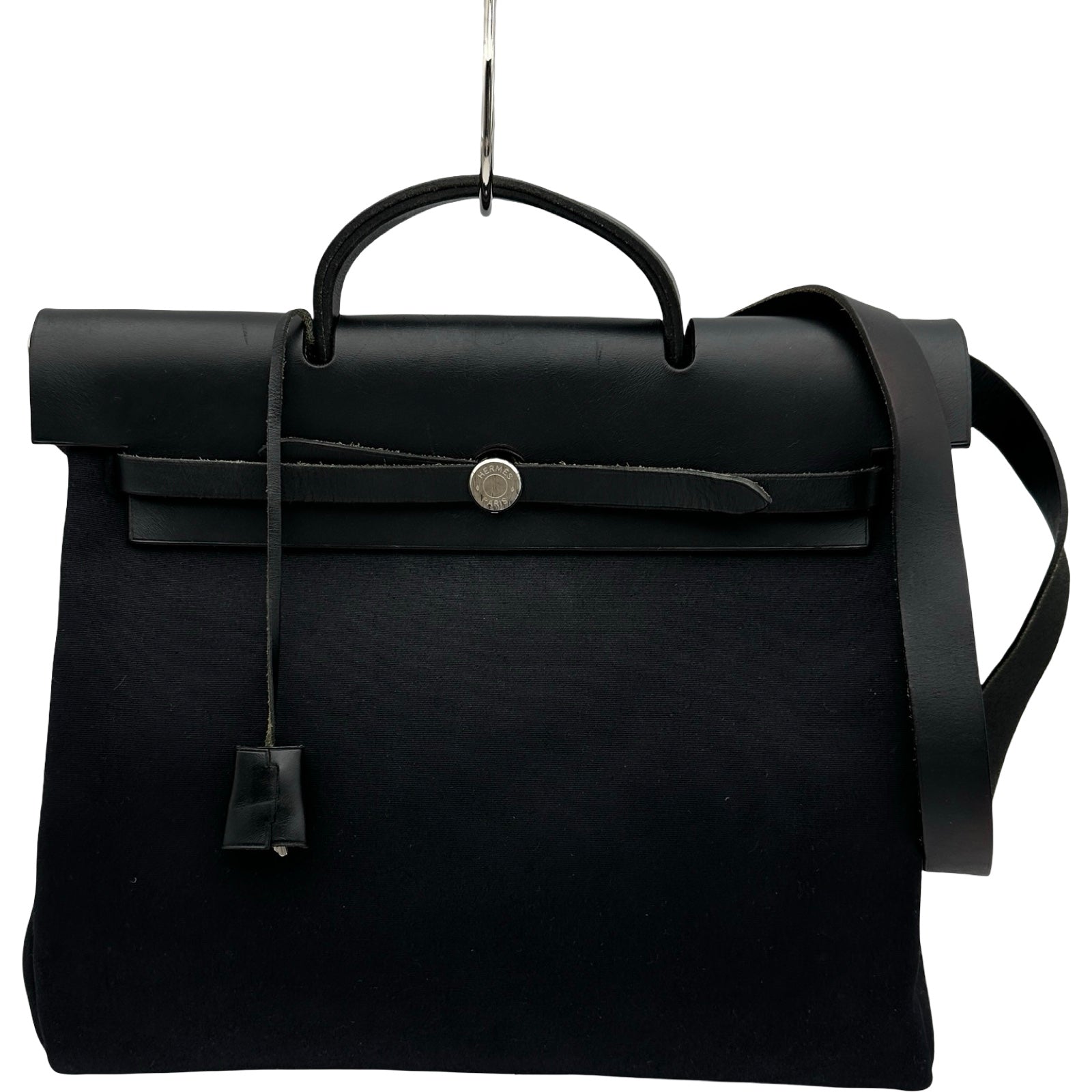 エルメス HERMES エールバッグMM □G刻 ブラック シルバー金具 トワル