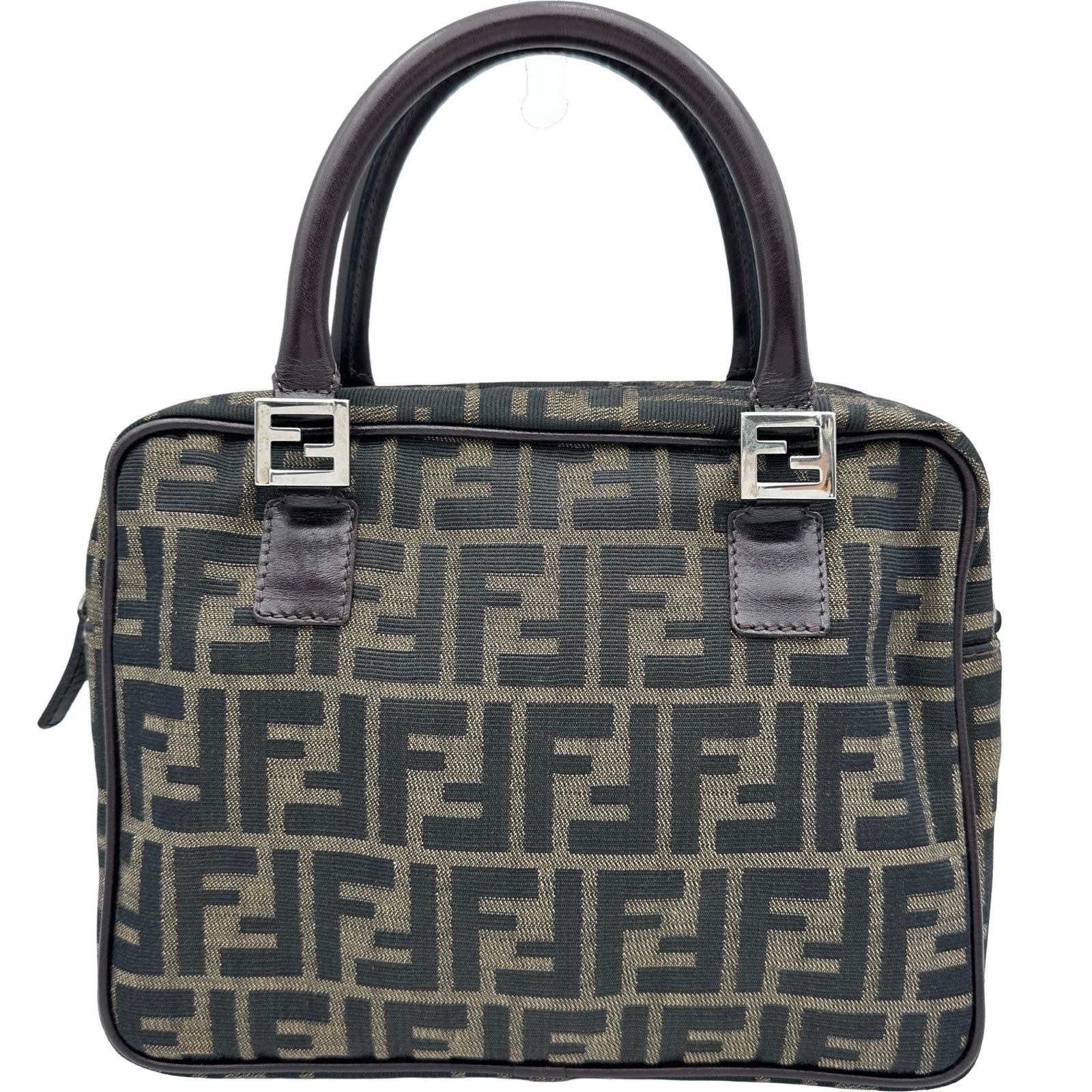 フェンディ FENDI ズッカハンドバッグ ブラウン キャンバス レディース