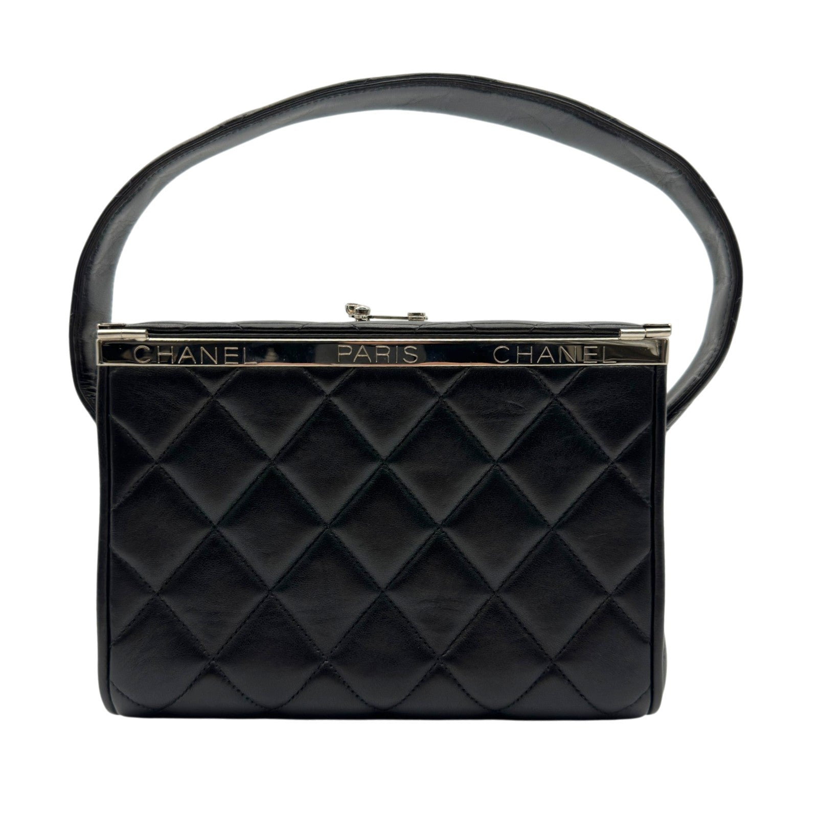 シャネル CHANEL マトラッセ バニティケース ブラック シルバー金具