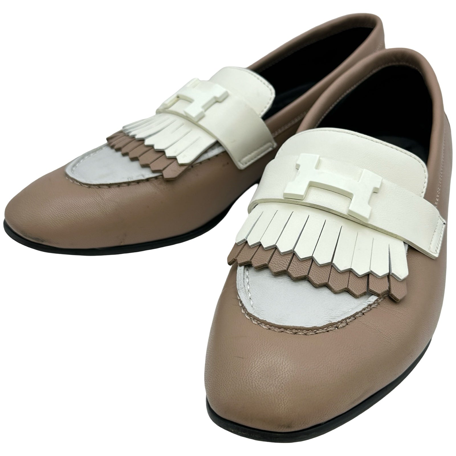 エルメス HERMES ロワイヤル モカシンローファー ベージュ レザー