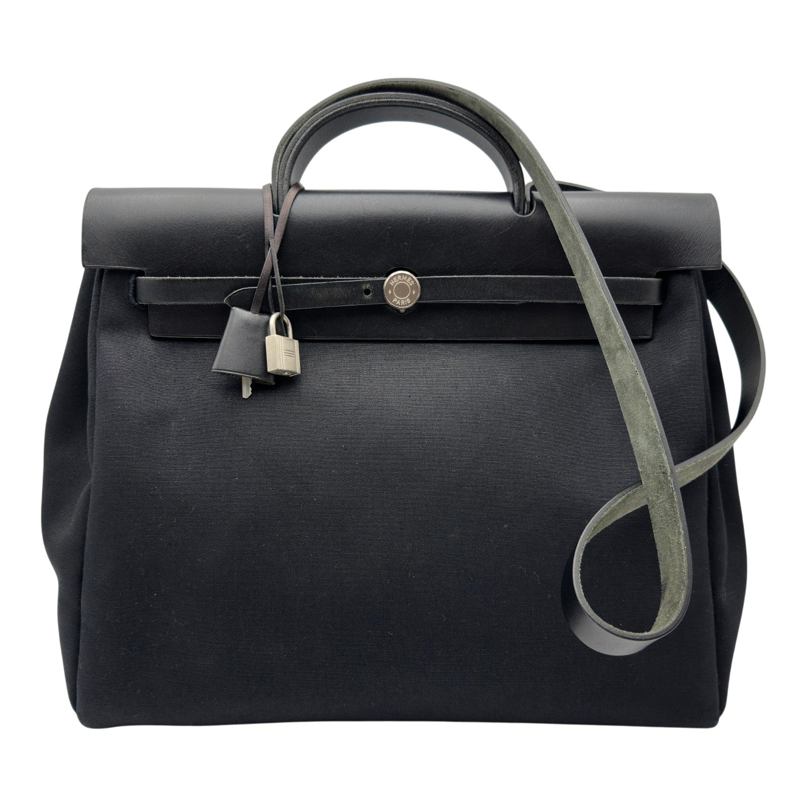 エルメス HERMES エールバッグMM □E刻 ブラック シルバー金具 トワル