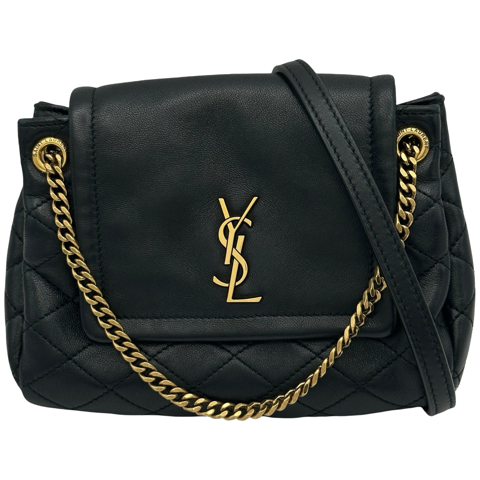 ラムスキン 高級　3枚　よん サンローラン SAINT LAURENT ノリータ ミニ 672738 ブラック