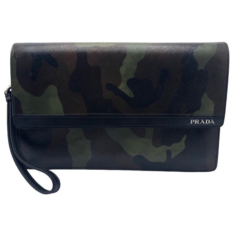 PRADA プラダ サフィアーノ カモフラ 迷彩 グリーン シルバー金具