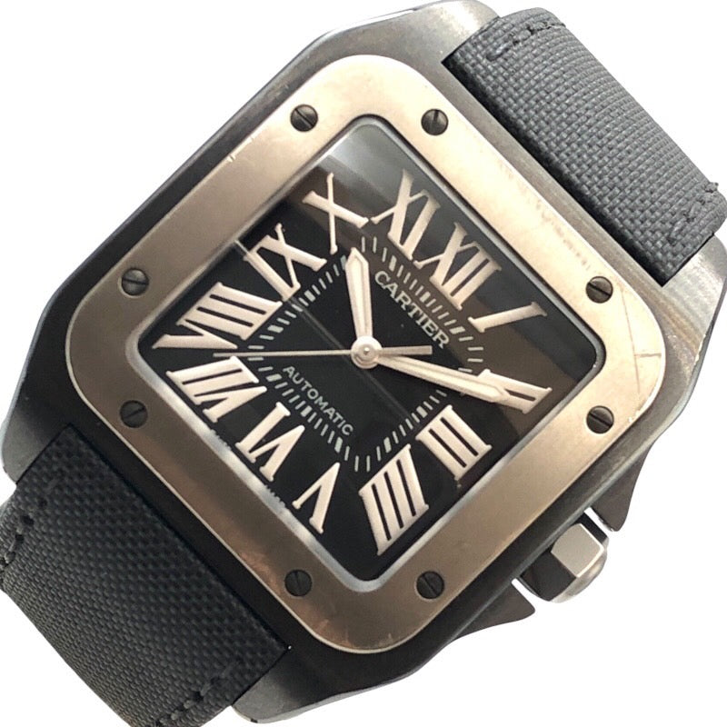 カルティエ Cartier サントス 100 LM W2020010 ブラック チタン/SS メンズ 腕時計