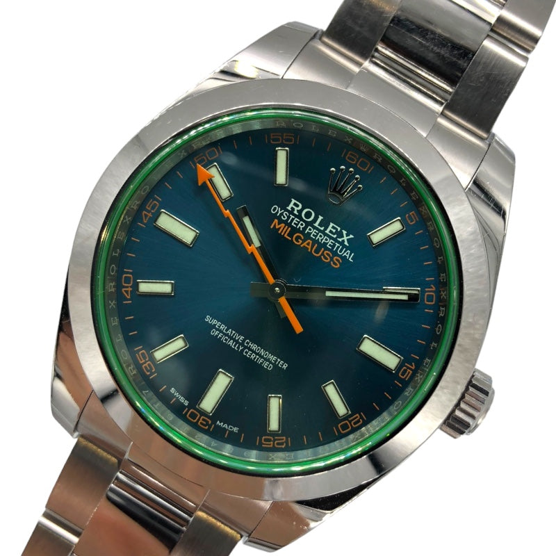 ロレックス ROLEX ミルガウス Zブルー ランダムシリアル 116400GV シルバー×ブルー SS 自動巻き メンズ 腕時計