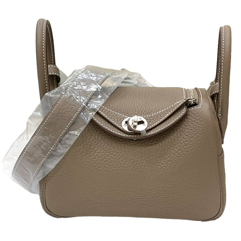 エルメス HERMES リンディ ミニ W刻印 エトゥープ シルバー金具  