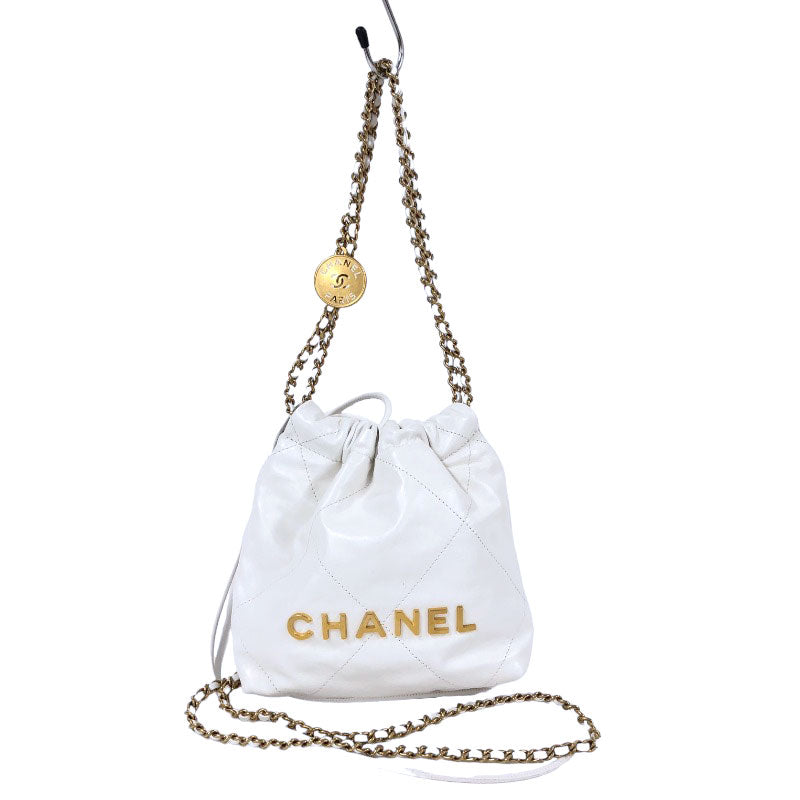 シャネル CHANEL CHANEL22 ミニ AS3980 ホワイト ゴールド金具 カーフ 