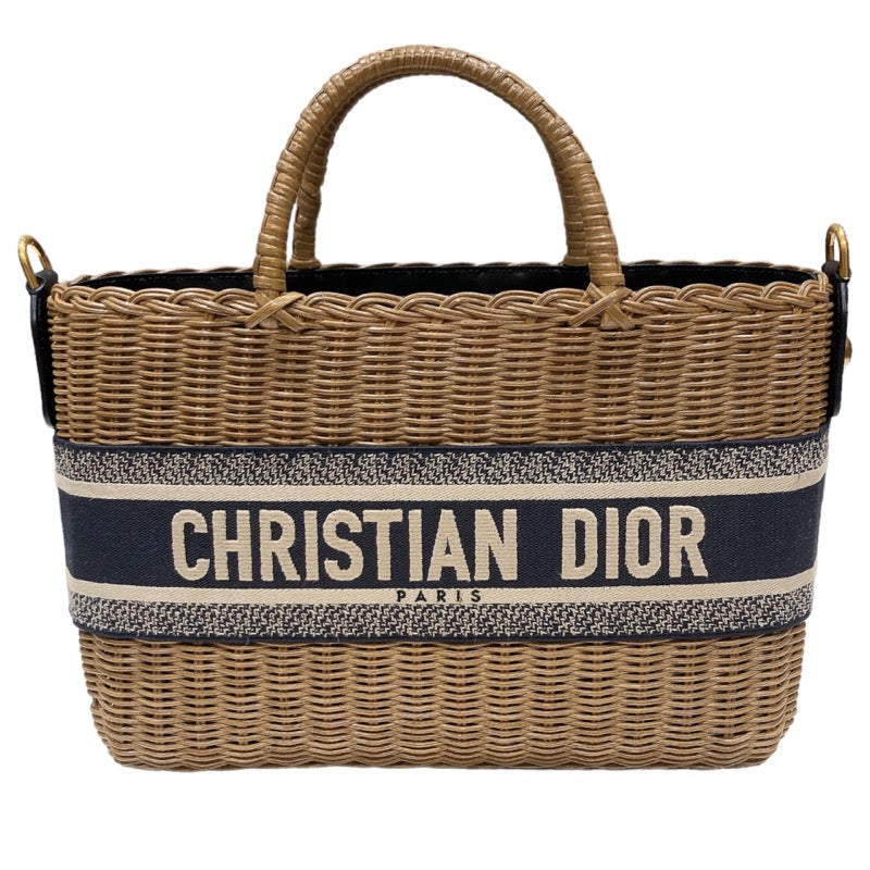 クリスチャン・ディオール Christian Dior オブリーク バスケットバッグ ブラウン×ブルー ストロー/キャンバス/レザー ハンド |  中古ブランドリユースショップ OKURA(おお蔵)