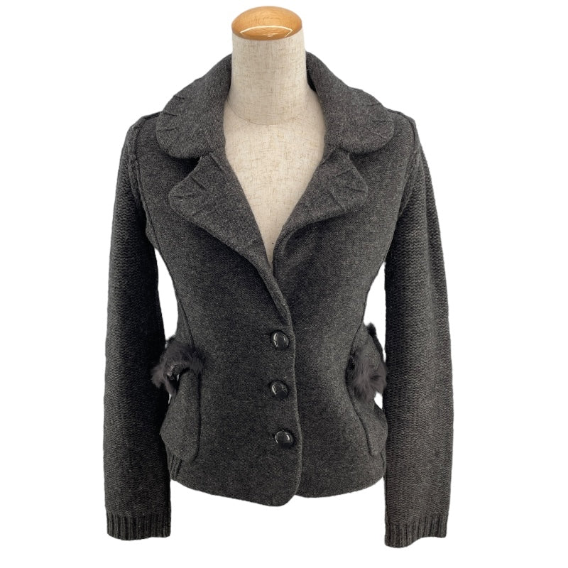 美品 エンポリオアルマーニ ジャケット フリル モカ 40 ウール イタリア 美品 エンポリオアルマーニ ジャケット フリル モカ 40 ウール