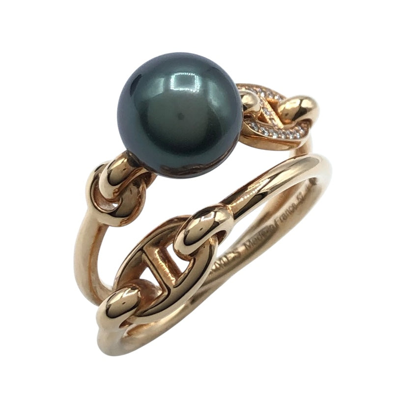 エルメス HERMES アルベルティーヌブラックパールダイヤリング K18PG