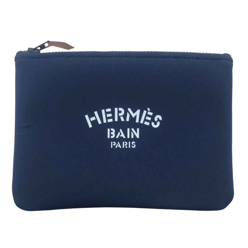 エルメス HERMES ネオバンフラットポーチPM ネイビー SV金具