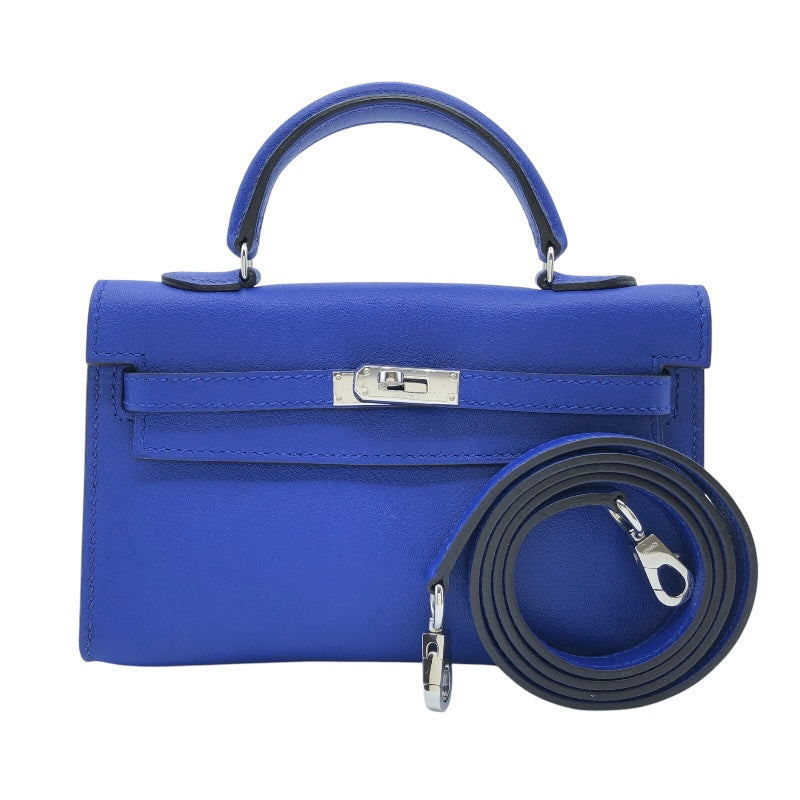 新品 Hermes エルメス 太ヒール サンダル ケリー金具 ブルー
