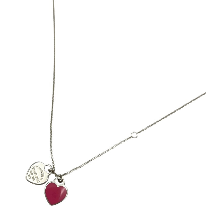 Tiffany ピンクダブルハートタグペンダント シルバー（ミニ）925