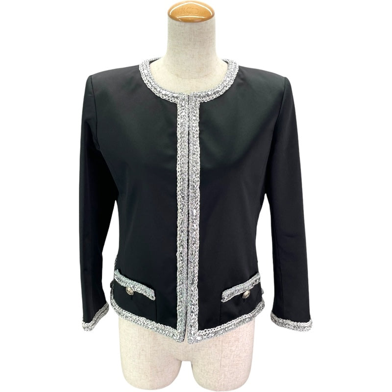 シャネル CHANEL ココマークボタン シルク ノーカラージャケット