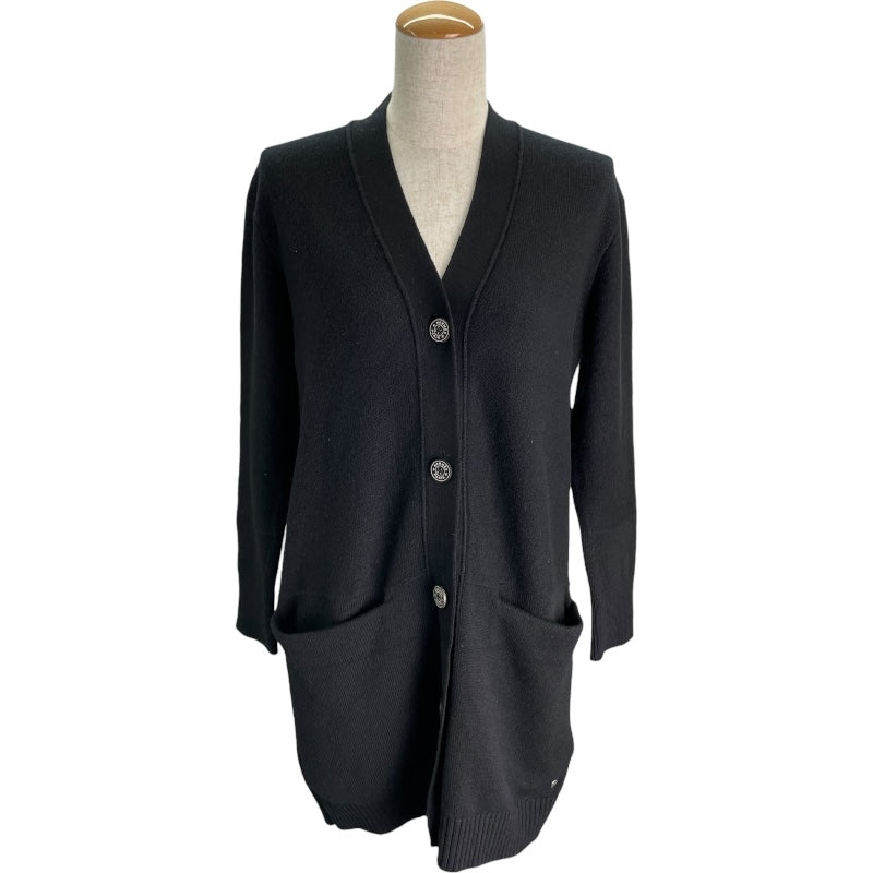 エルメス HERMES カシミヤロングニットカーディガン ブラック カシミヤ