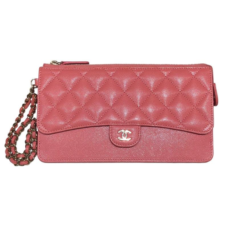 CHANEL シャネル マトラッセチェーンウォレット ピンク/SV