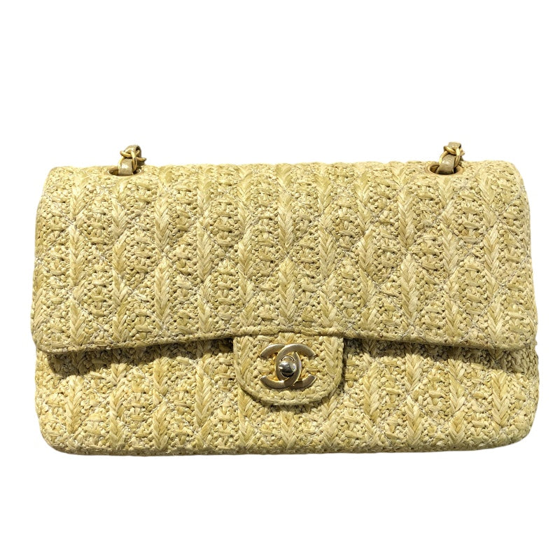 シャネル CHANEL マトラッセ25 ベージュ GD金具 ラフィア