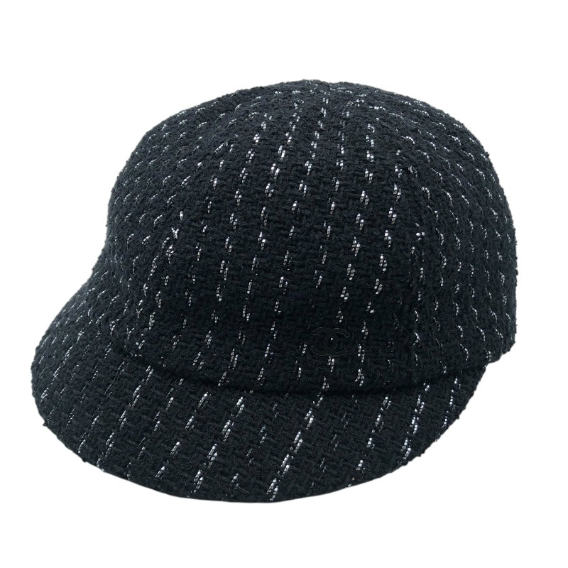 新品☆CHANEL キャスケット シャネル CHANEL ツイードキャスケット ブラック コットン