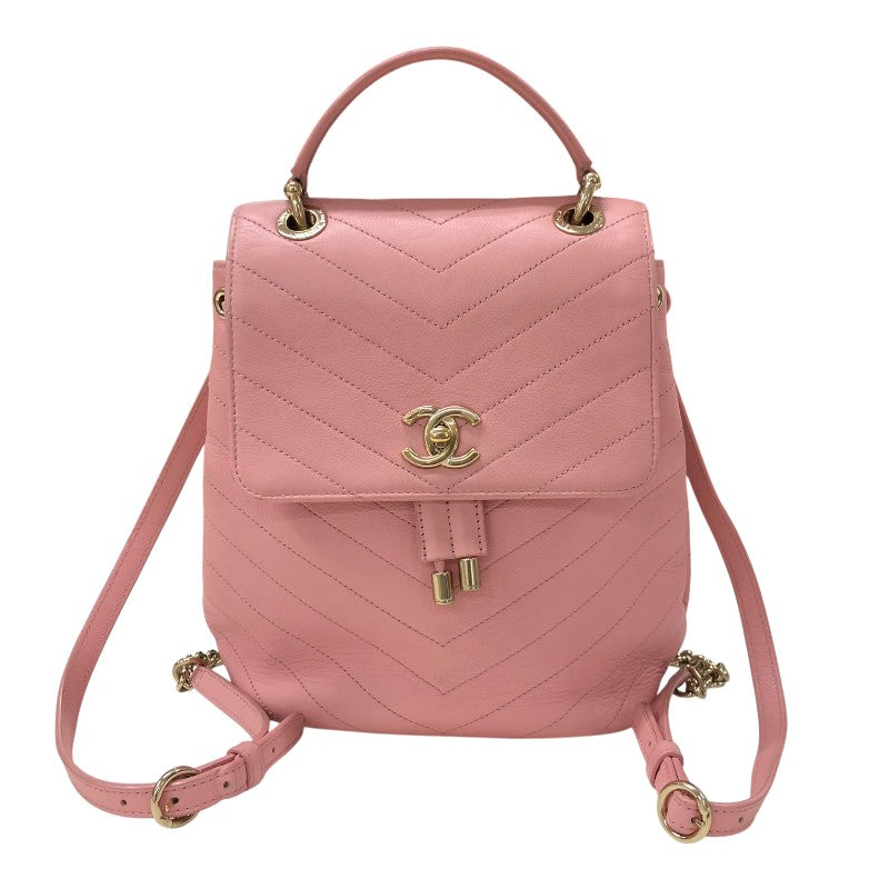 シャネル CHANEL Vステッチバッグパック AS0640 ピンク ゴールド金具