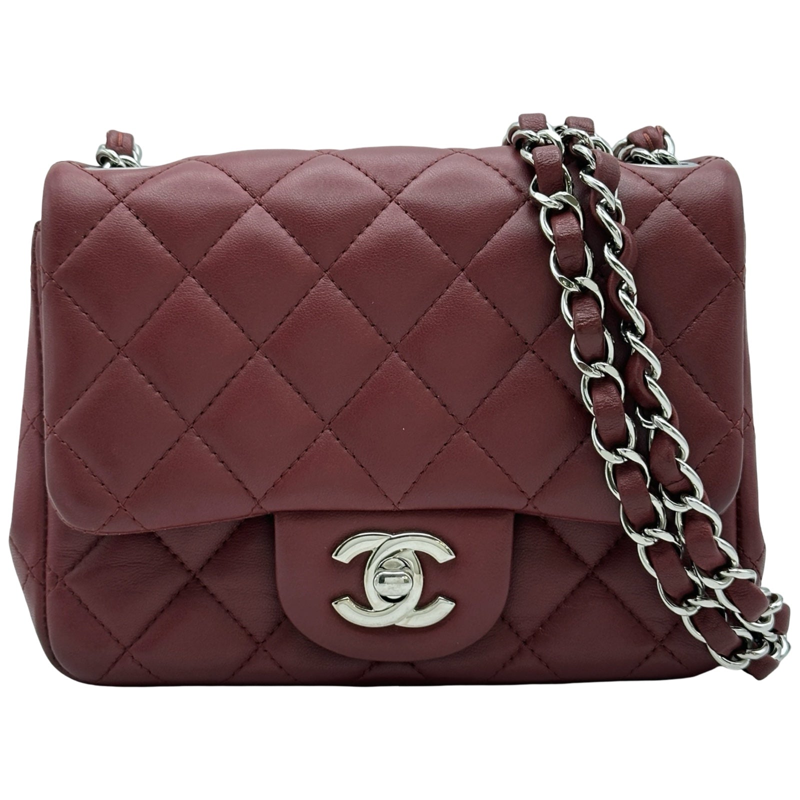 シャネル CHANEL ミニマトラッセ18 A35200 28番台 ボルドー/シルバー